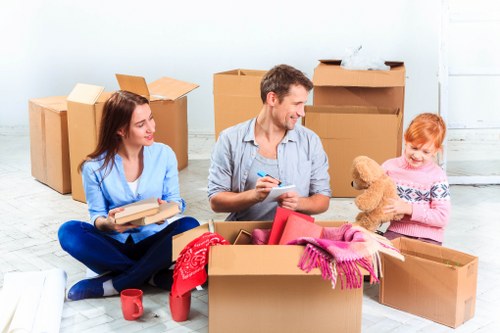 Local movers handling office desks and storage during relocation