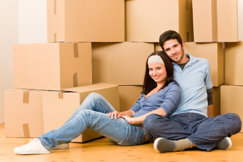 Household boxes and furniture ready for transport