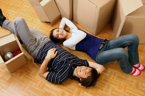 Business relocation goods secured inside a moving truck